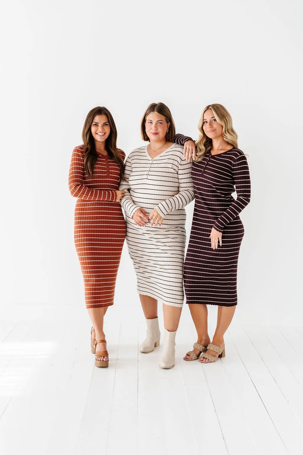 Willow Stripe Sweater Dress in Cacao