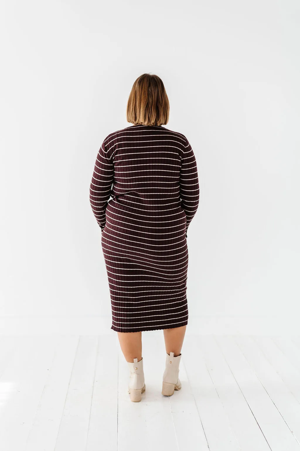 Willow Stripe Sweater Dress in Cacao