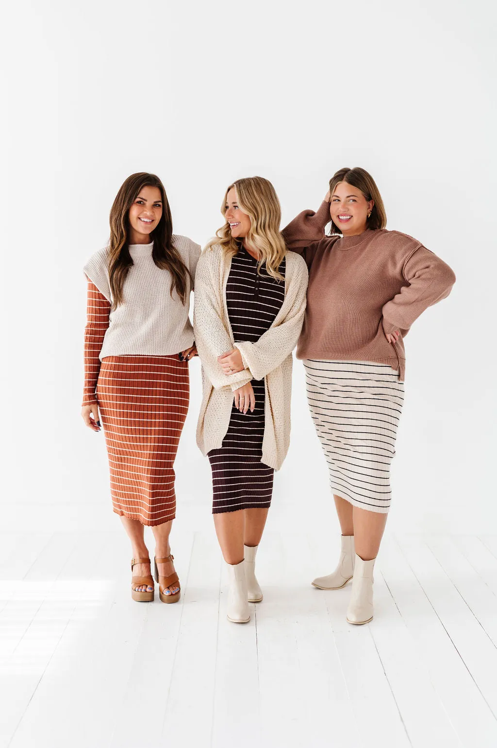 Willow Stripe Sweater Dress in Oatmeal