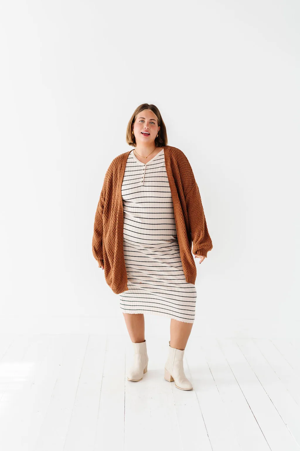 Willow Stripe Sweater Dress in Oatmeal