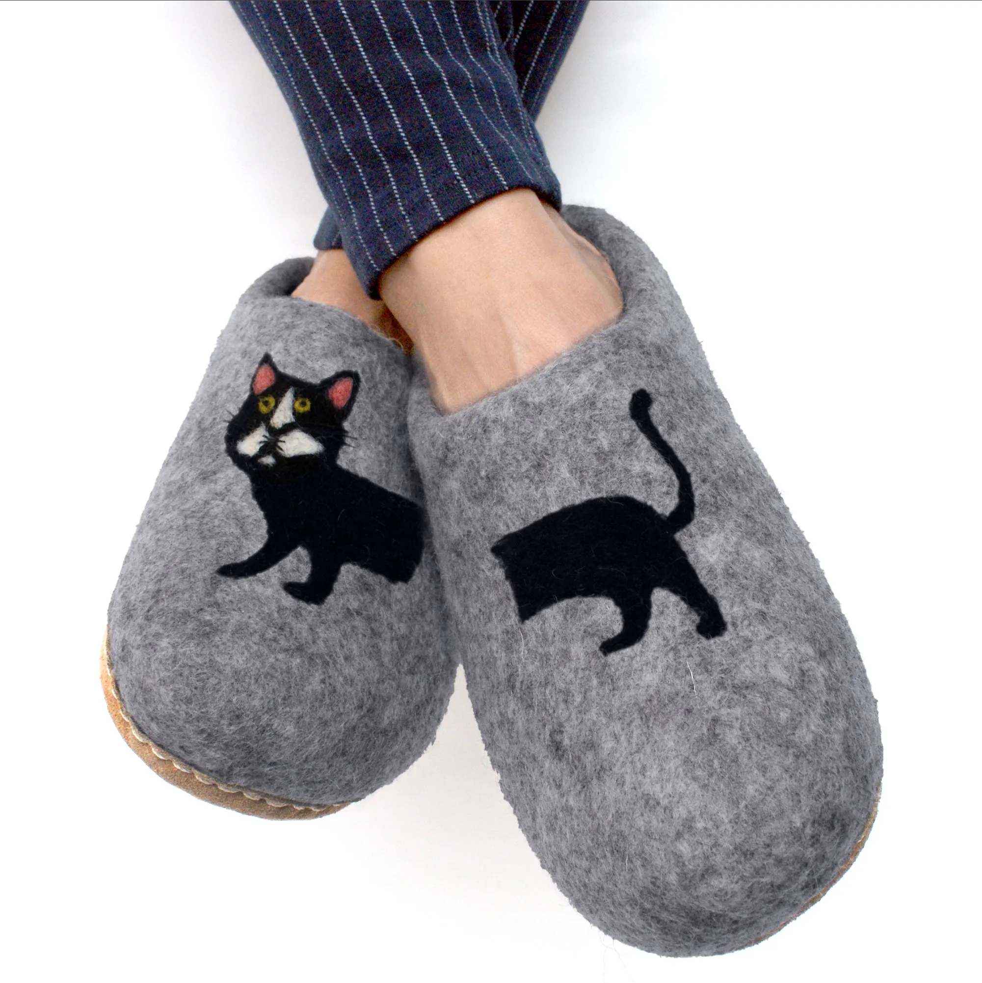 Women & Men Wool Slippers Unisex Cozy Warm Shoes Dog Cat Design