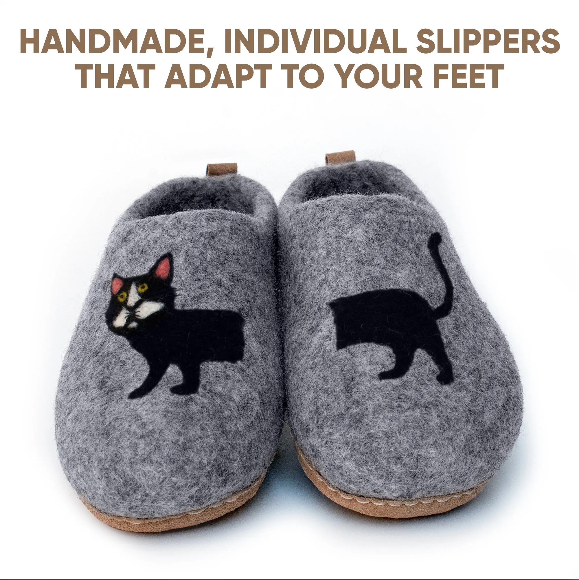 Women & Men Wool Slippers Unisex Cozy Warm Shoes Dog Cat Design