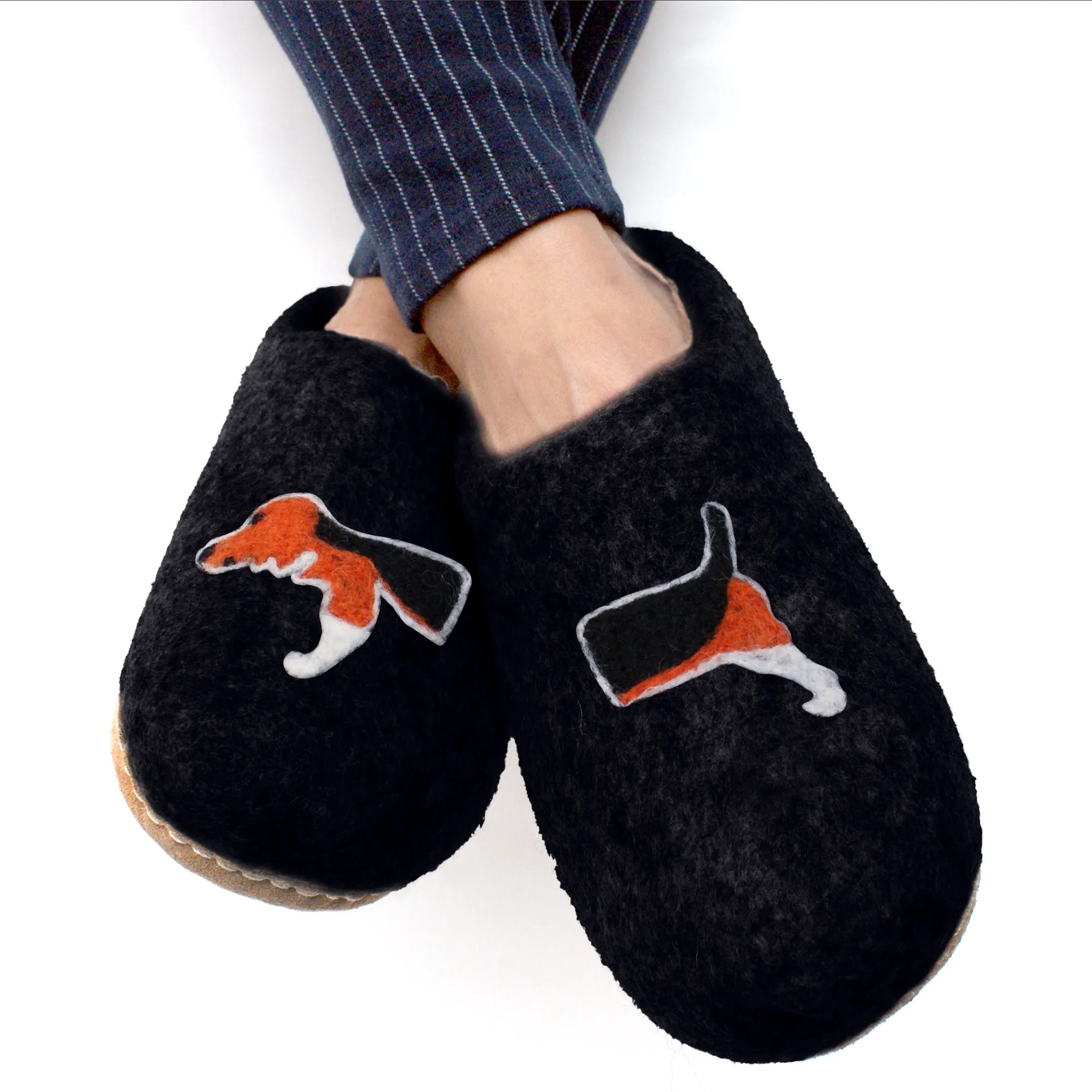 Women & Men Wool Slippers Unisex Cozy Warm Shoes Dog Cat Design