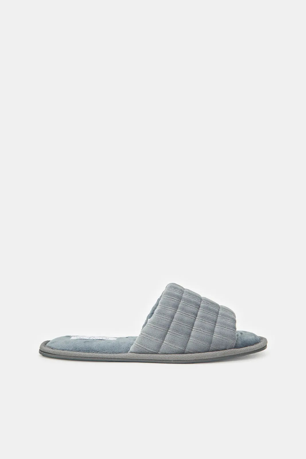 Women Grey Ribbed Textured Slippers