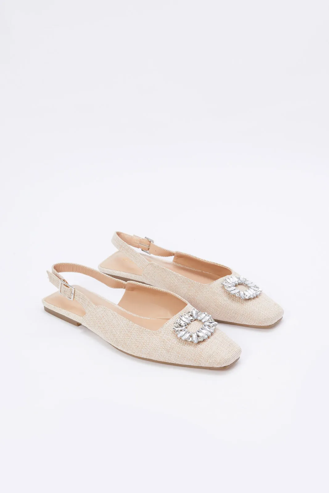 Women Linen Slingback With Embellishment