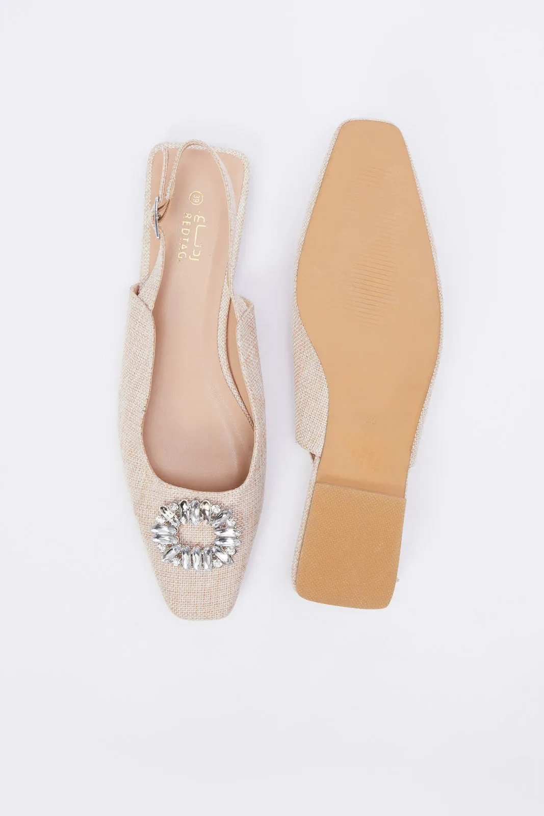 Women Linen Slingback With Embellishment