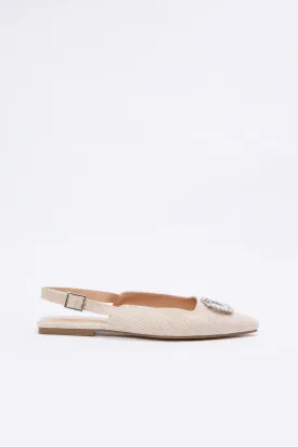 Women Linen Slingback With Embellishment