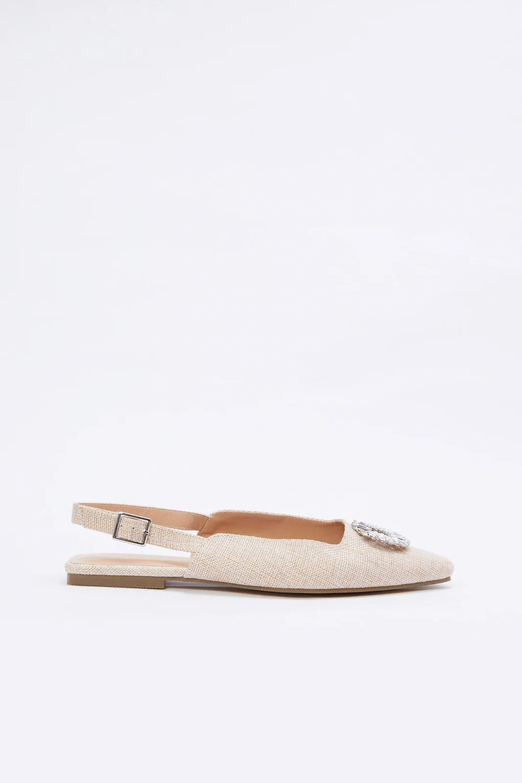 Women Linen Slingback With Embellishment