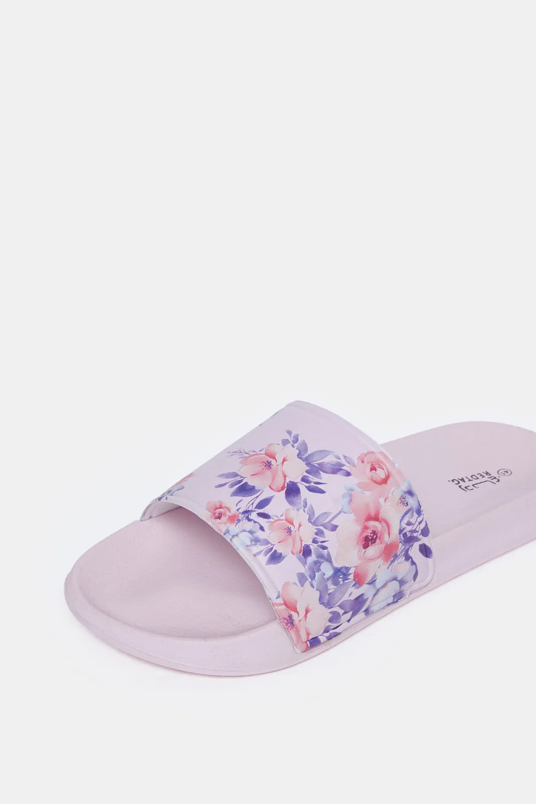 Women Pink Floral Print Slide