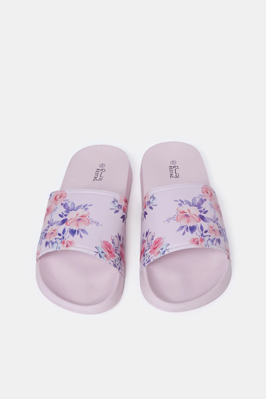 Women Pink Floral Print Slide