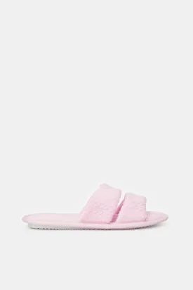 Women Pink Textured Strappy Slipper