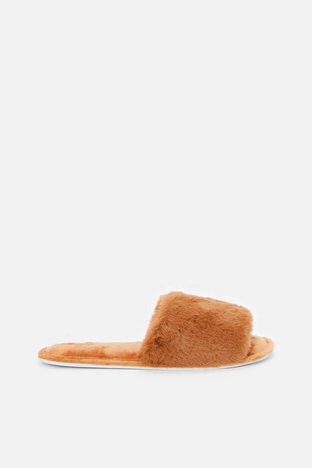 Women Tan Plain Classic Slipper