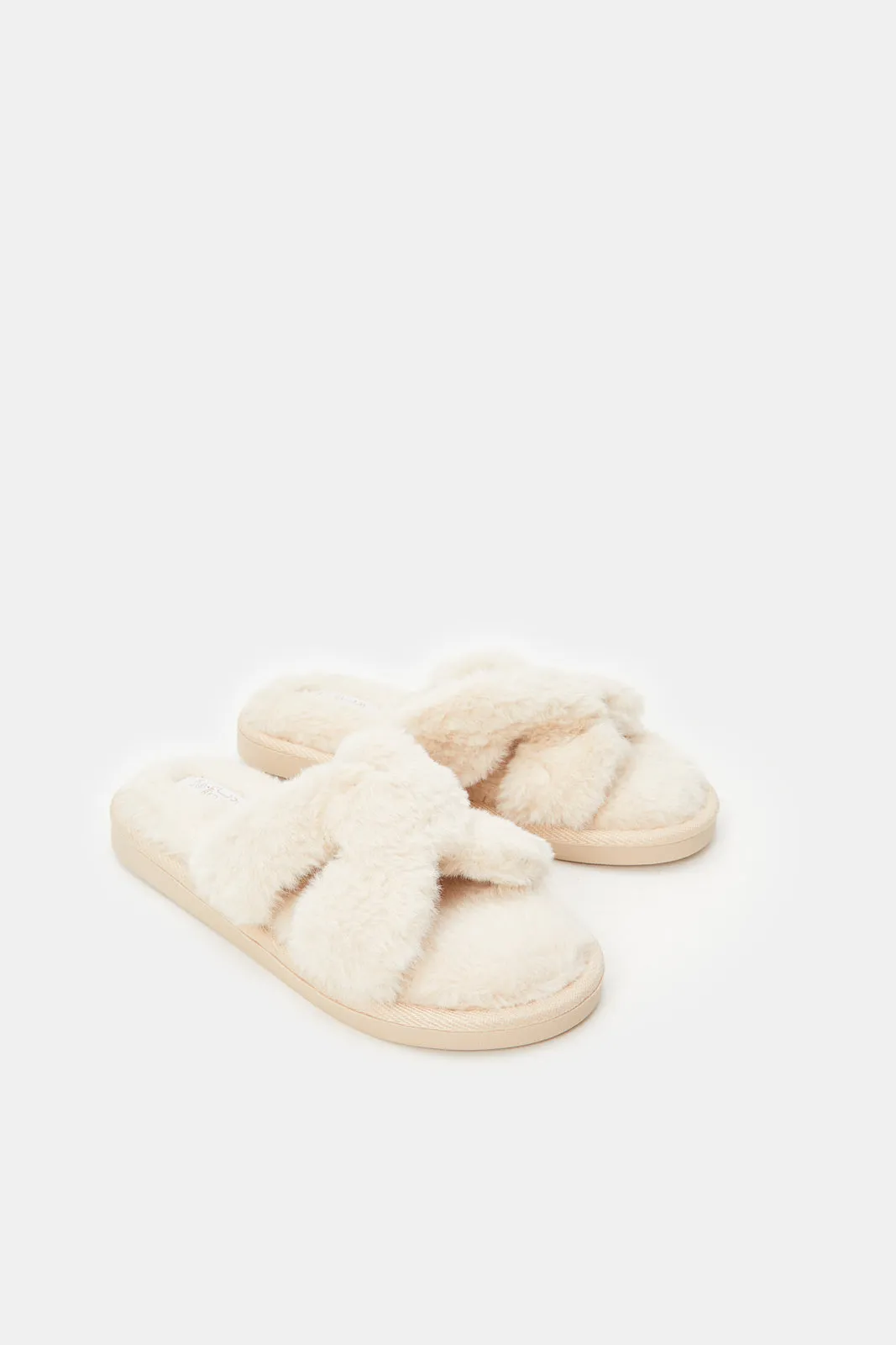 Women Taupe Textured Slipper