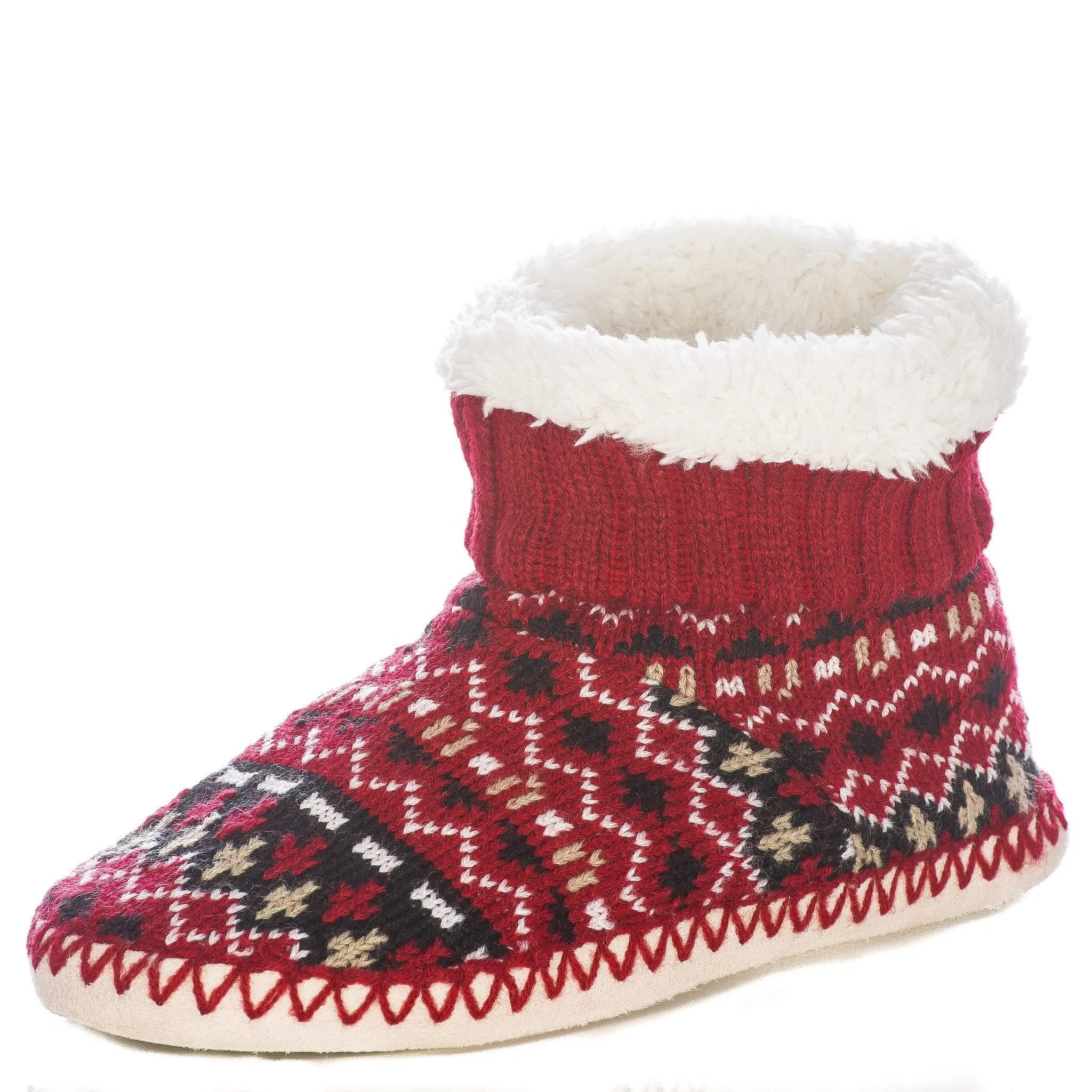 Women's Arctic Indoor Boot Slippers - Burgundy/Black