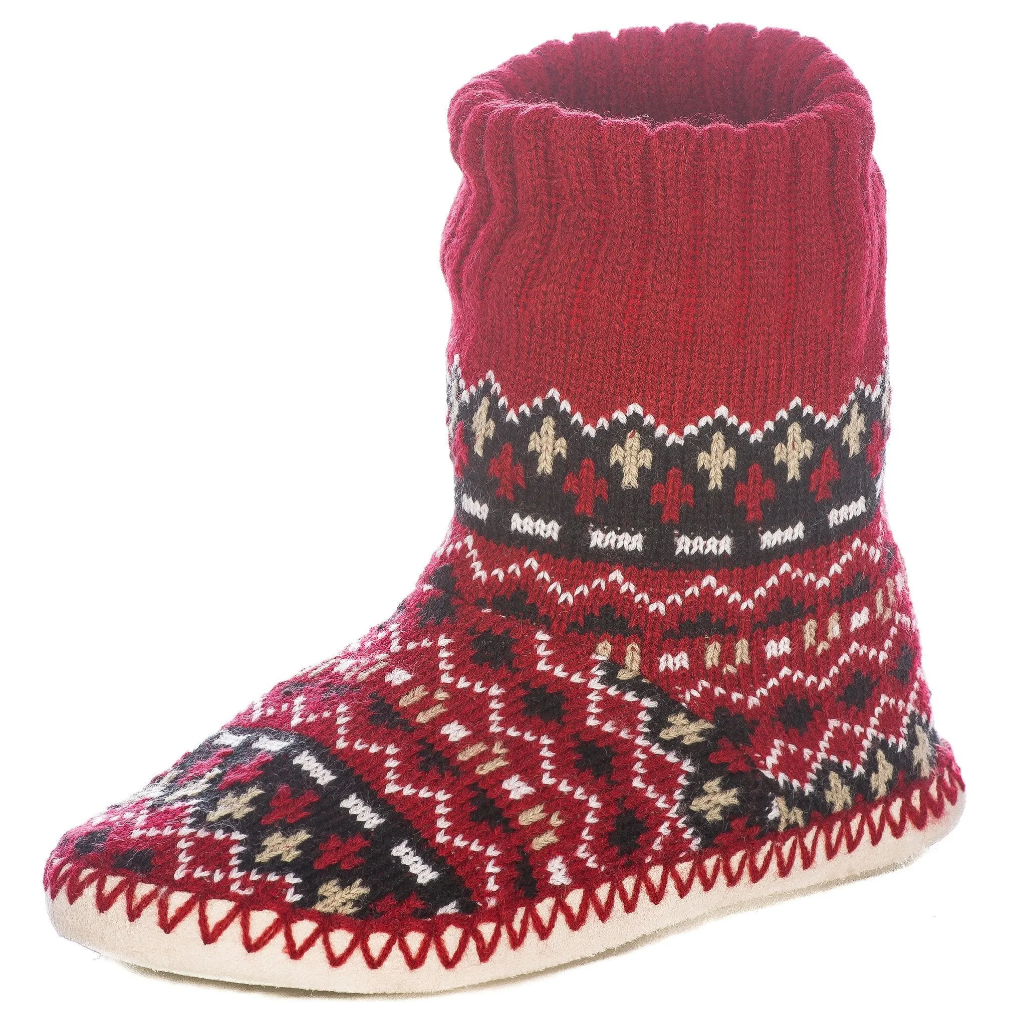 Women's Arctic Indoor Boot Slippers - Burgundy/Black