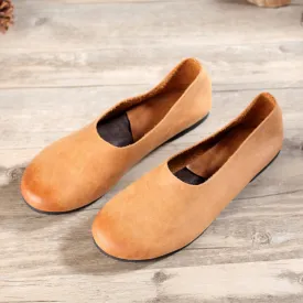 Womens Handmade Soft Shoes Flat Shoes Retro Leather Shoes