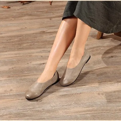 Womens Handmade Soft Shoes Flat Shoes Retro Leather Shoes