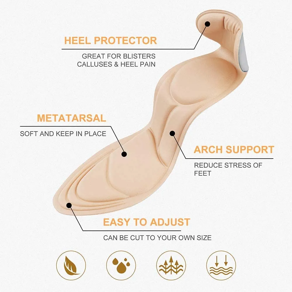 Xianews New Heel Insoles | Heel Cushions, Sponge Shoes Pads with High Heel Inserts for Loose Shoes